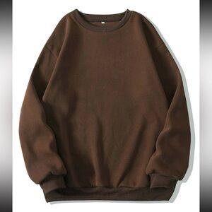Solid drop shoulder thermal lined sweatshirt